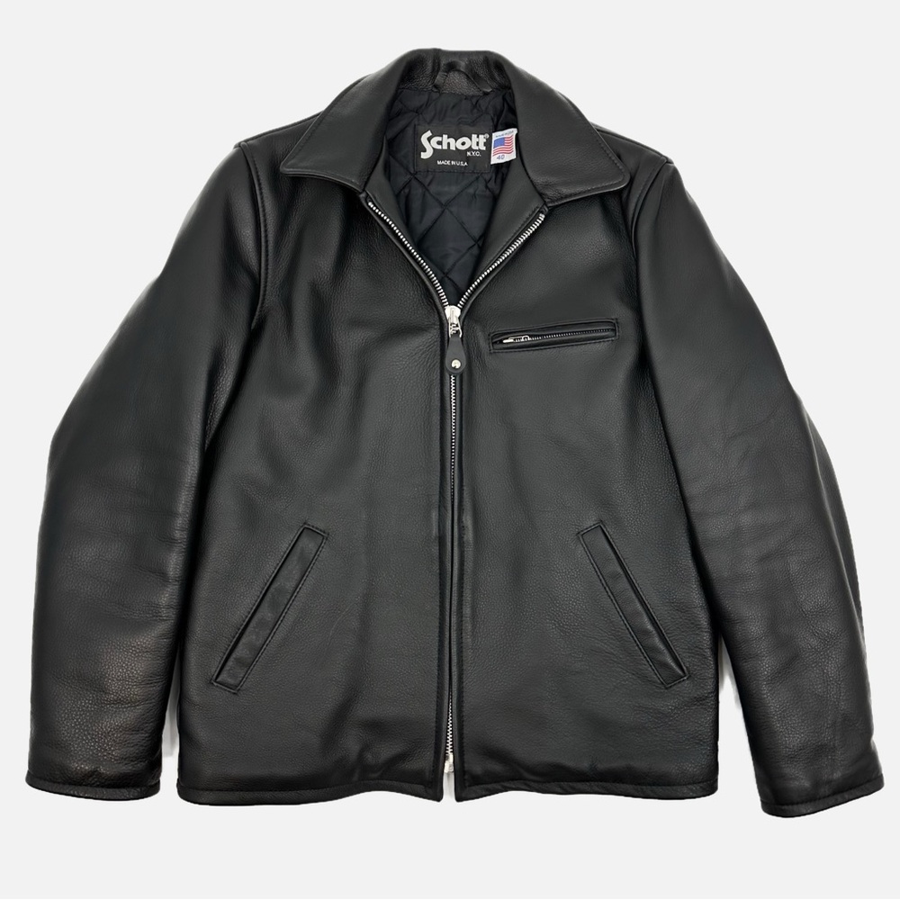 Schott NYC Black Leather Jacket Size 40/Medium - Made in USA - Picture 15 of 15